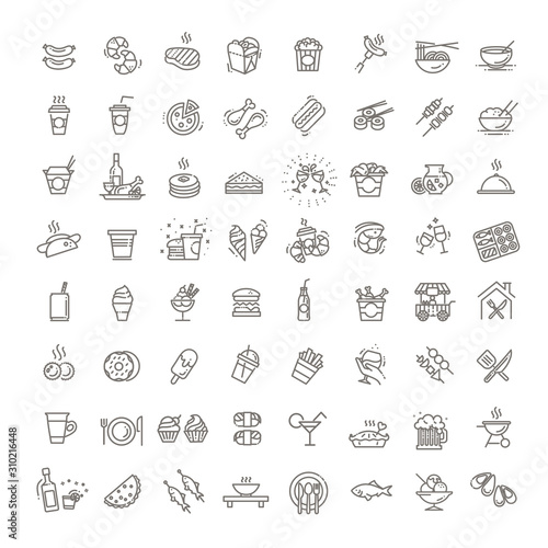 Food courts icons set