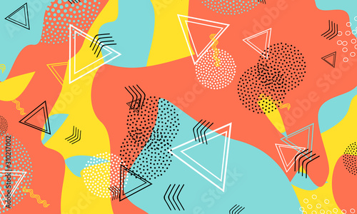 Fluid Coral Illustration. Amber Stripes Texture.