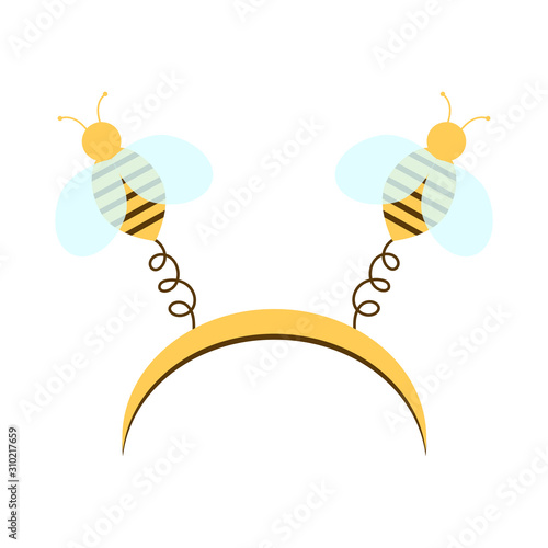 Carnival hoop on the head. Cartoon headband with bees. For Christmas, Halloween, festival, party, holidays costume. Attribute of costume.
