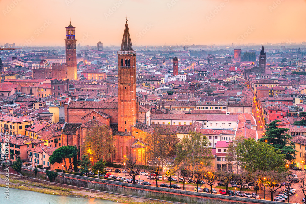  Verona, view of city and adige river, Italy