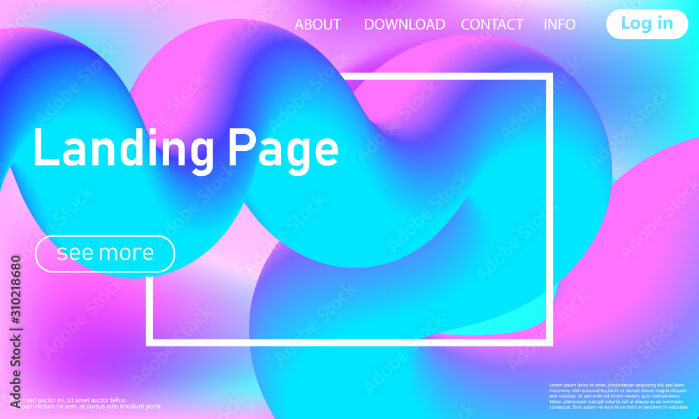 Landing page. Flow shape. Fluid background. Vector Landing page. Flow shape. Fluid background. Vector