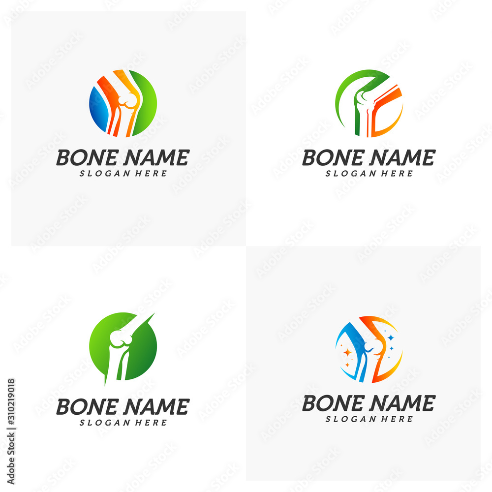 Set of Bone logo design concept vector template, Bone Treatment Icon Creative Symbol. Human leg Illustration Set of Bone logo design concept vector template, Bone Treatment Icon Creative Symbol. Human leg Illustration