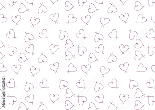 white seamless pattern with violet hearts. Love concept. Heart shape