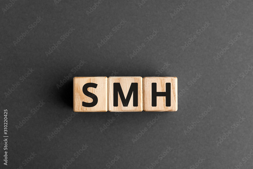 smh - acronym from wooden blocks with letters, shaking my head abbreviation  smh concept, gray background Stock Photo | Adobe Stock