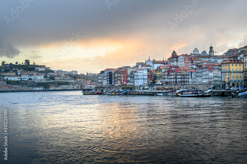 Douro River with Porto Cathedral in the background, Santa Marinha, Porto, Northern Portugal, Portugal