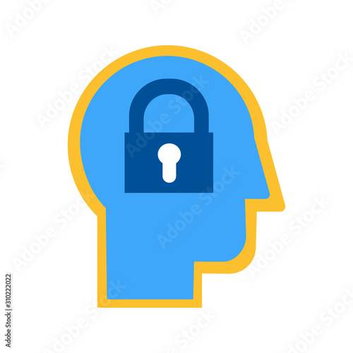 Introvert personality type color flat vector icon