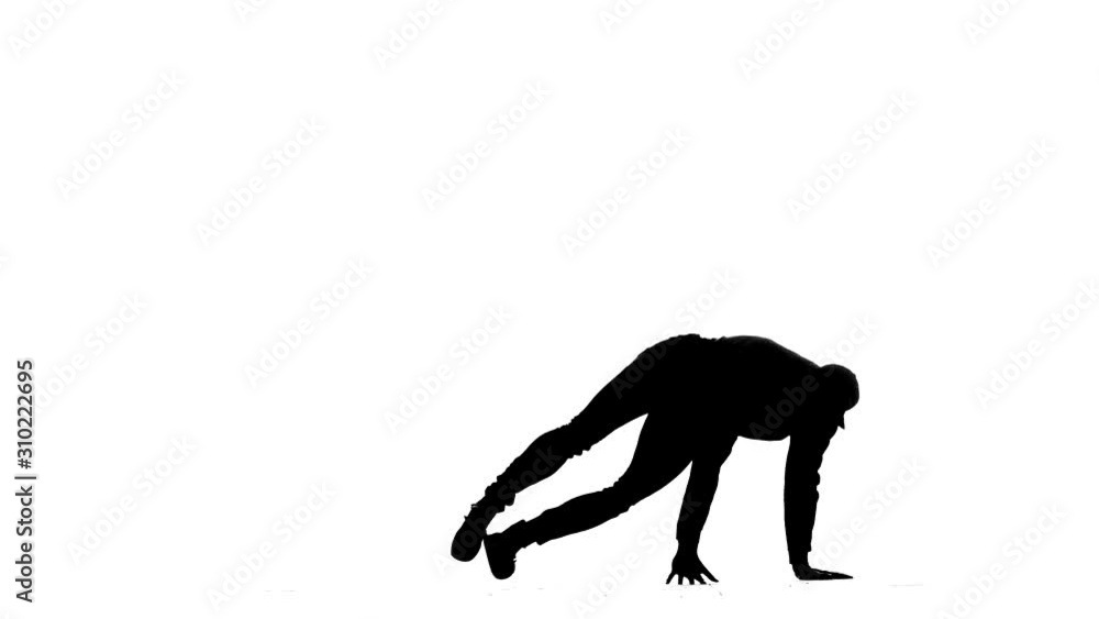 black silhouette on a white background, guy dancing break dance, hip hop, street dancing in the studio, isolated black silhouette on a white background, guy dancing break dance, hip hop, street dancing in the studio, isolated