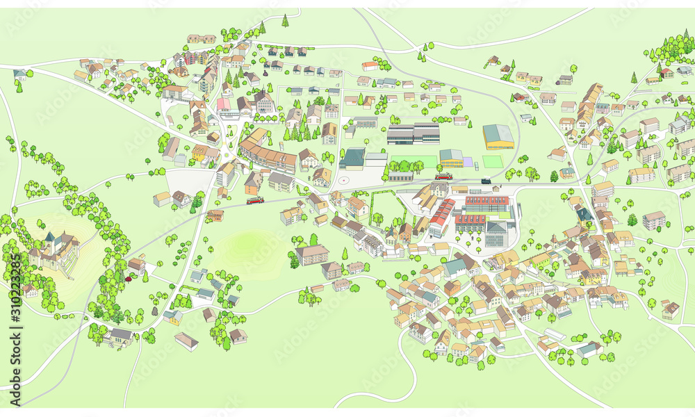 Obraz premium 3D illustration of the village of Blonay in Switzerland