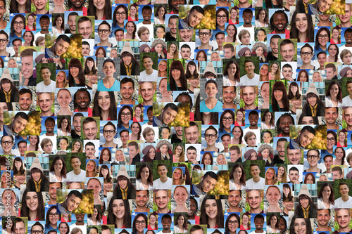 Foto Background portrait collection group of young people portraits faces multicultur
