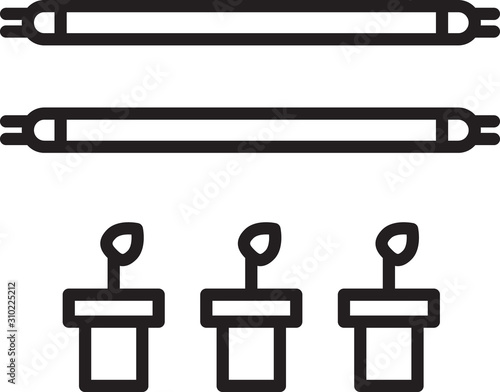 Black line Smart farm with light bulb and plant symbol icon isolated on white background. Vector Illustration