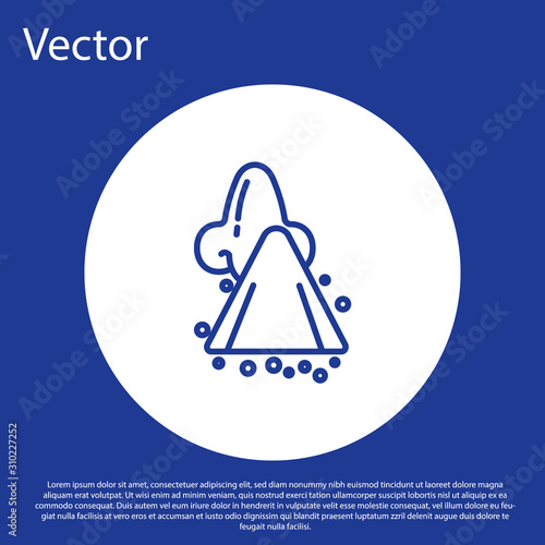 Blue line Runny nose icon isolated on blue background. Rhinitis symptoms, treatment. Nose and sneezing. Nasal diseases. White circle button. Vector Illustration
