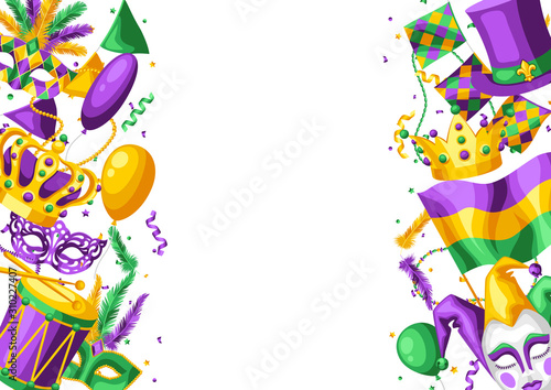 Mardi Gras party greeting or invitation card.