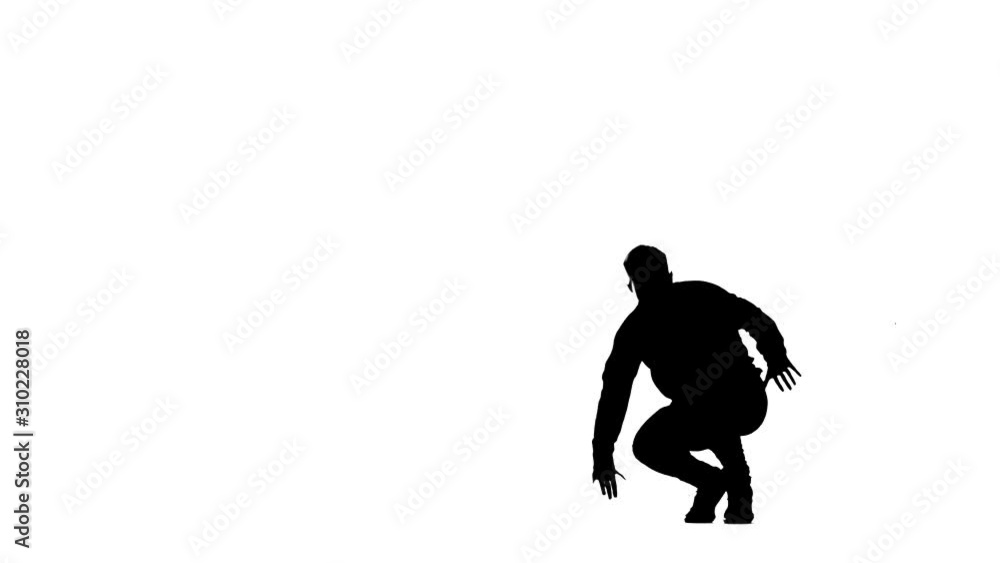 black silhouette on a white background, man dancing break dance, hip hop, street dancing in the studio, isolated black silhouette on a white background, man dancing break dance, hip hop, street dancing in the studio, isolated