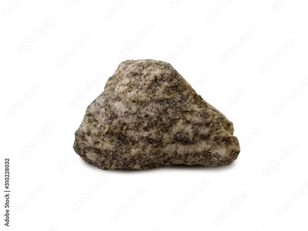 gneiss rock isolated on white background. Gneiss is a foliated metamorphic rock in which the coarse mineral grains have been arranged into a banded structure. gneiss rock isolated on white background. Gneiss is a foliated metamorphic rock in which the coarse mineral grains have been arranged into a banded structure.