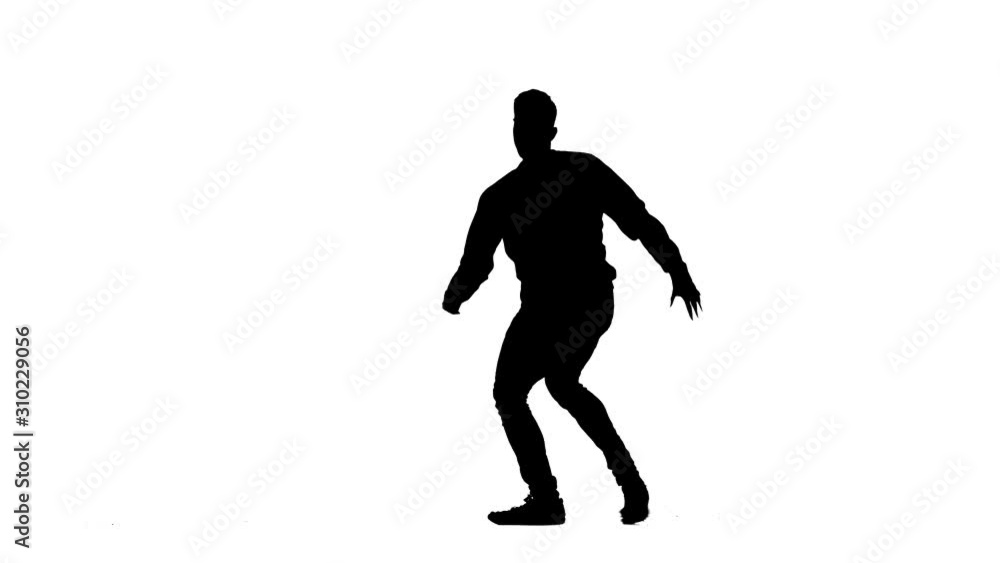 black silhouette on a white background, man dancing break dance, hip hop, street dancing in the studio, isolated black silhouette on a white background, man dancing break dance, hip hop, street dancing in the studio, isolated