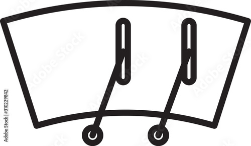 Black line Windscreen wiper icon isolated on white background. Vector Illustration