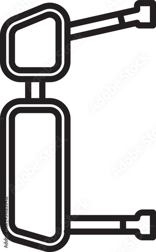 Black line Truck side mirror icon isolated on white background. Vector Illustration