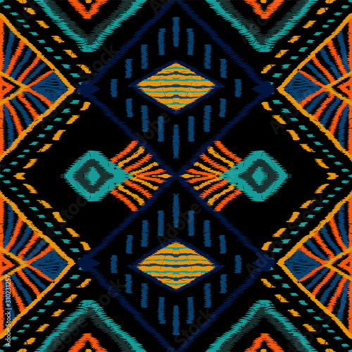 Red Fabric Batik. Azure Tile Vector Seamless Pattern. Navajo Carpet Repeat Print. Crimson Uzbek Graphic Print. Trendy Shibori Ethnic.