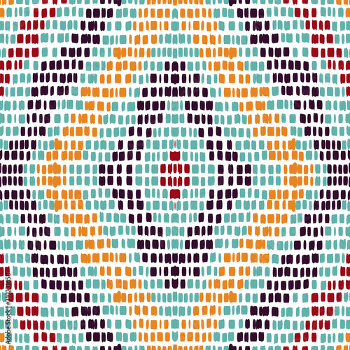 Cobalt Boho Carpet. Crimson Tribal Vector Seamless Pattern. Indian Tile Textile Background. Gloss Indian Geometric Wallpaper. Repeat Tile Japan.