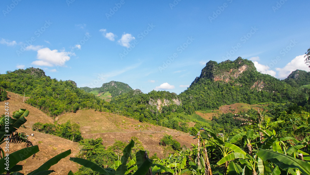 The Deforestation Problem Caused from The Expansion of Highland Farming Area by Ethnic Groups (Hill Tribe People) in Mountainous Area of Northern Thailand (Selective Focus).
