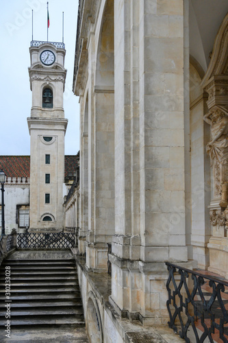 Bell tower at the courtyard of Coimbra University  Coimbra  Coimbra District  Portugal