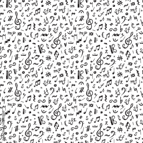 Vector Music background. Musical Notes Seamless Pattern