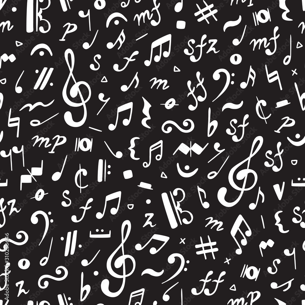 Music background. Musical Notes Vector Seamless Pattern