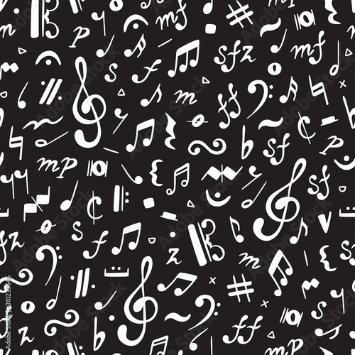Music background. Musical Notes Vector Seamless Pattern