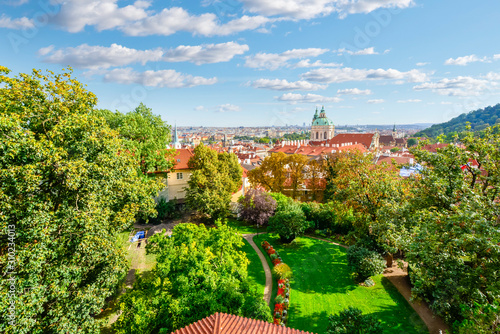 Photography A view of St Nicholas church, lesser town and old town Prague from the Prague Ca