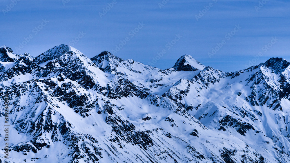 Mountain landscape with snow covered in winter 