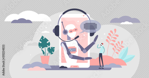 Assistant business robot automation, vector illustration concept