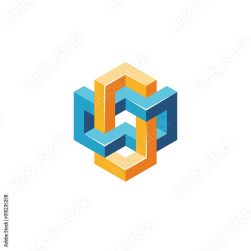 Abstract isometric vector design element