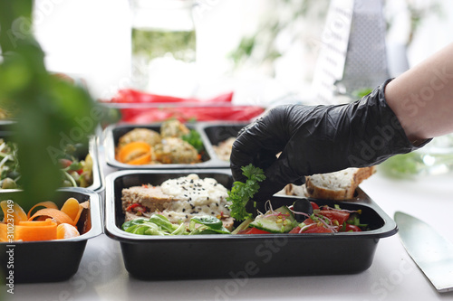 Catering. Meal prep. A meal in a box. A healthy box diet.