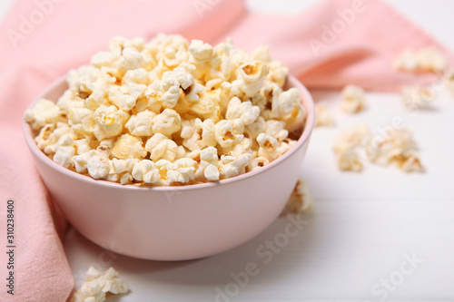 popcorn in a plate on the table