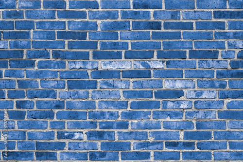 Seamless Brick wall background colored in Classic Blue color in high resolution