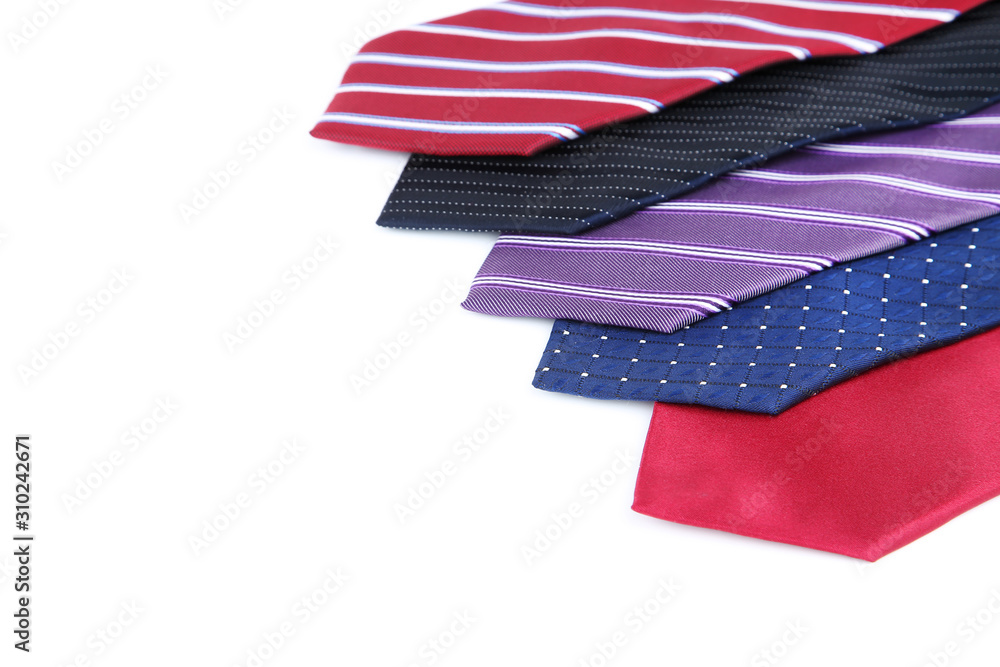 Fototapeta premium Colorful neckties isolated on white background