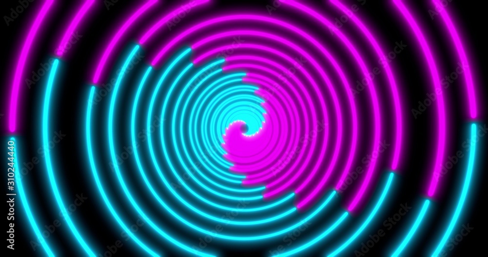 Neon Circle background with LED Fluorescent tunnel. Ultraviolet abstract blue, purple color. . 3D illustration Neon Circle background with LED Fluorescent tunnel. Ultraviolet abstract blue, purple color. . 3D illustration