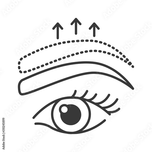 Brow lift black line icon. Cosmetic surgery. Skin care. Facial rejuvenation. Sign for web page, mobile app, banner, social media. Editable stroke.