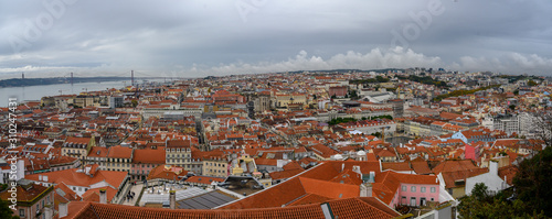 Aerial View of a city, Castelo, Lisbon, Portugal