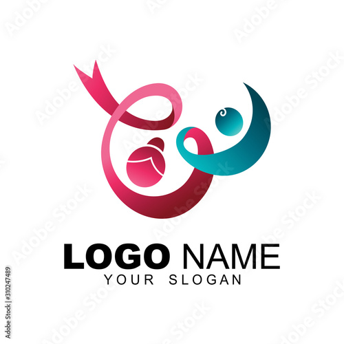 Mother and child logo, child adoption logo, donation, orphan, symbol of humanitarian foundations