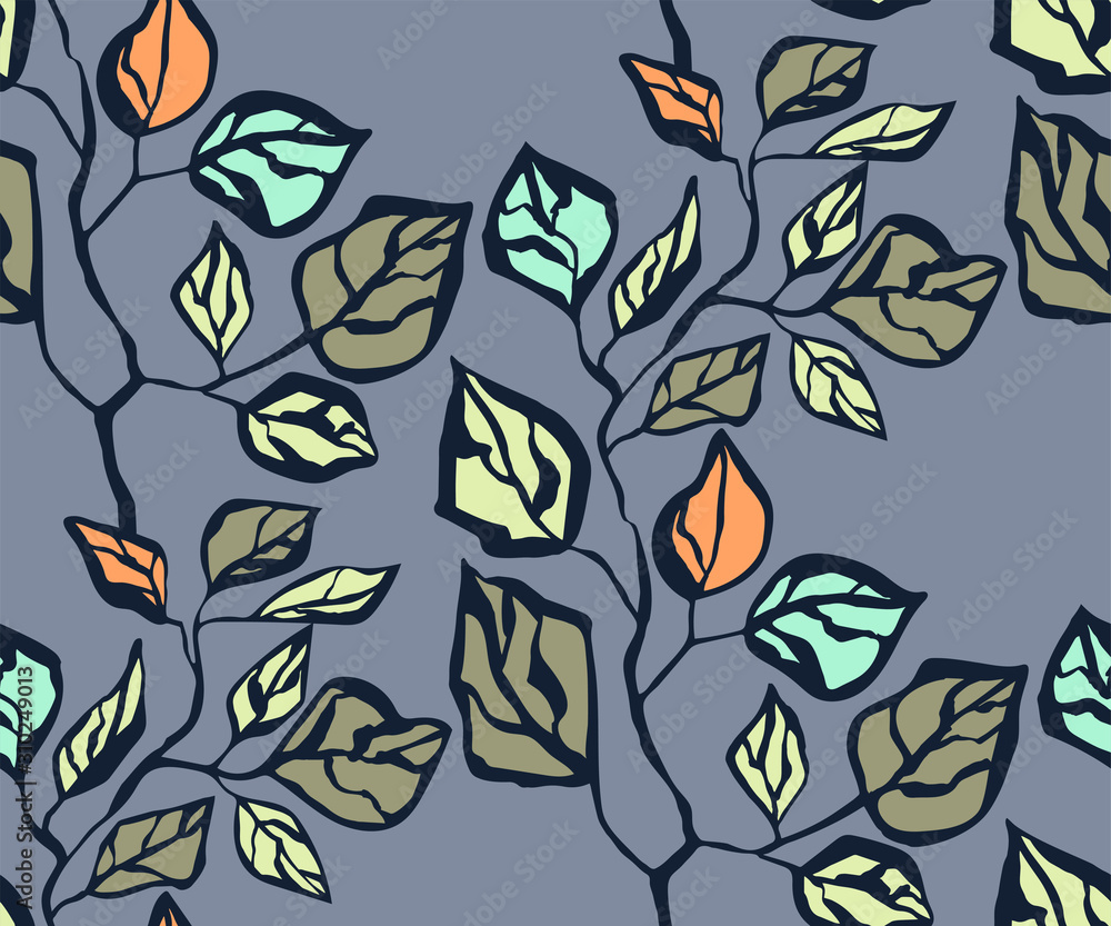 Obraz premium Seamless floral pattern with sakura flowers and ornamental decorative background. Vector pattern. Print for textile, cloth, wallpaper, scrapbooking