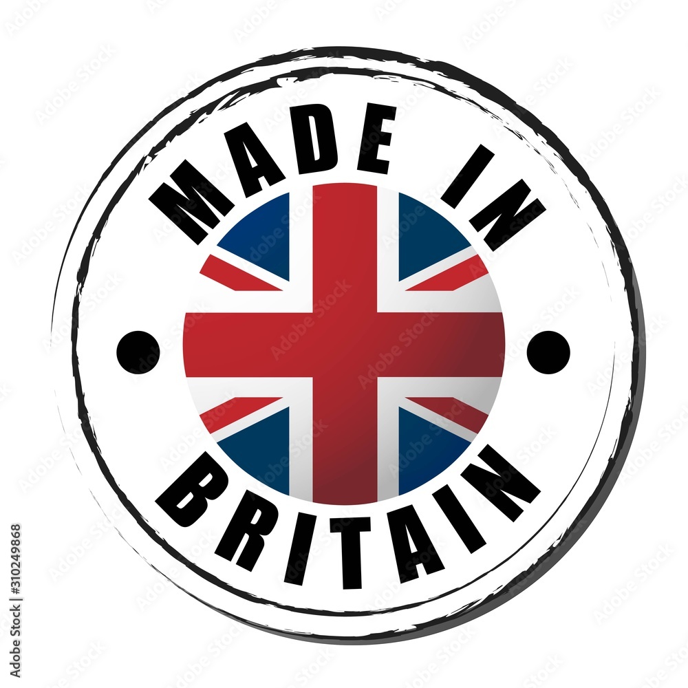Made in United Kingdom coloring the flag. Symbol. Seal. Made in United Kingdom coloring the flag. Symbol. Seal.
