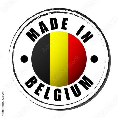 Made in Belgium coloring the flag. Symbol. Seal.