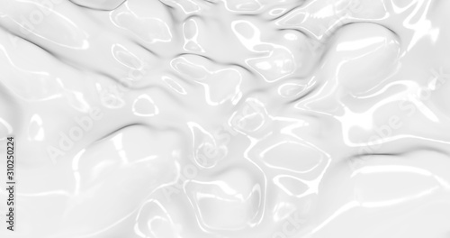 Fototapeta Naklejka Na Ścianę i Meble -  Liquid abstract white background. Smooth glossy texture 3D rendering