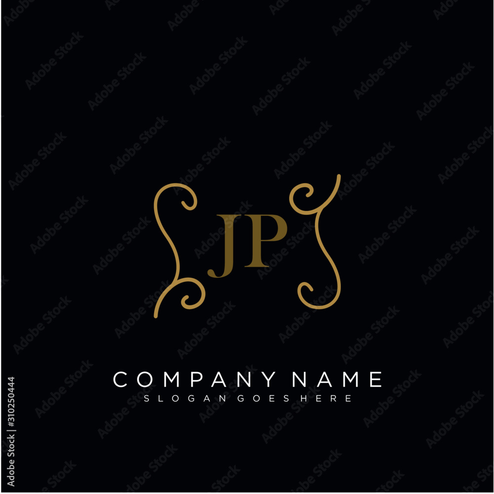 Initial letter JP logo luxury vector mark, gold color elegant classical Initial letter JP logo luxury vector mark, gold color elegant classical
