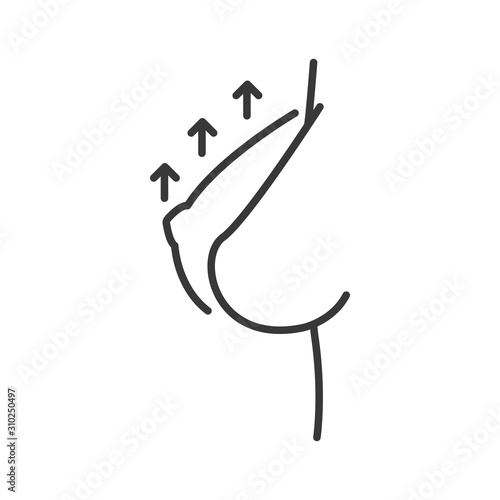 Female breast lifting black line icon. Plastic body surgery. Sign for web page, mobile app, banner, social media. Editable stroke.