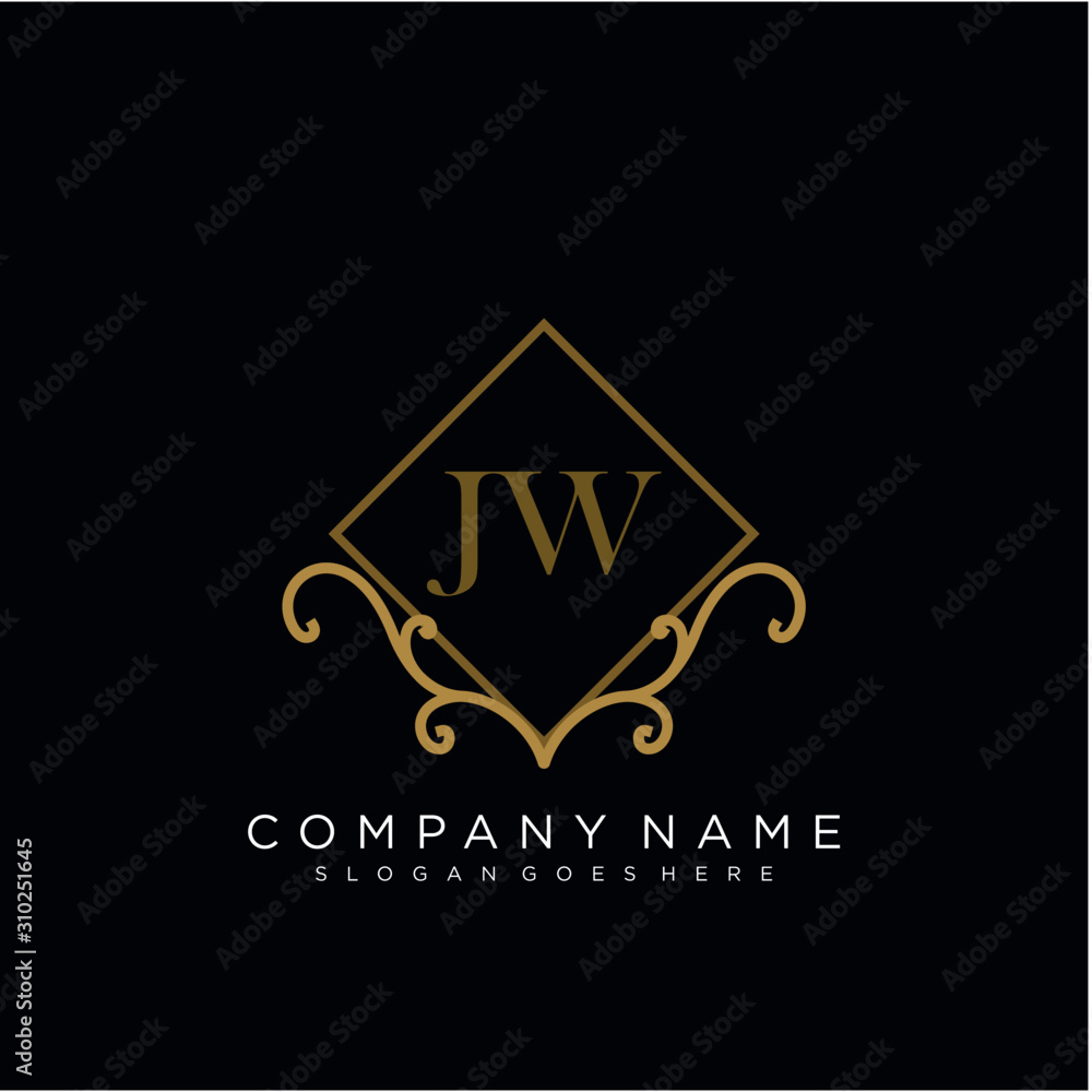 Initial letter JW logo luxury vector mark, gold color elegant classical Initial letter JW logo luxury vector mark, gold color elegant classical