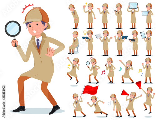 flat type Detective man_Action
