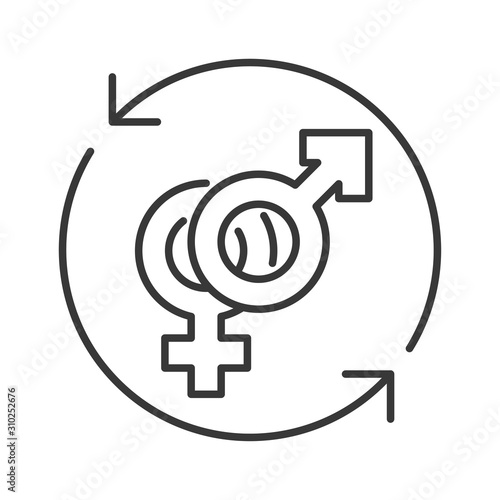 Sex reassignment surgery black line icon. Transgender operation to change gender concept. Sign for web page, mobile app, social media. Editable stroke.