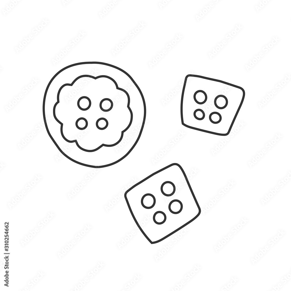 clothes buttons, accessories for sewing and crafts, vector illustration, minimal line art drawing isolated on white. symbol of needlework, good as icon or logo. clothes buttons, accessories for sewing and crafts, vector illustration, minimal line art drawing isolated on white. symbol of needlework, good as icon or logo.